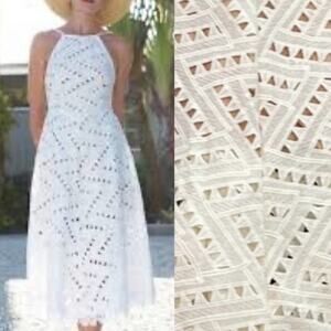 Line & Dot White Halter Sundress Resort Wear